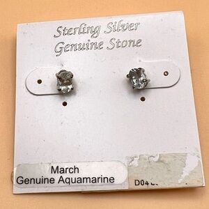 Sterling Silver and Aquamarine Earrings, Oval Shape